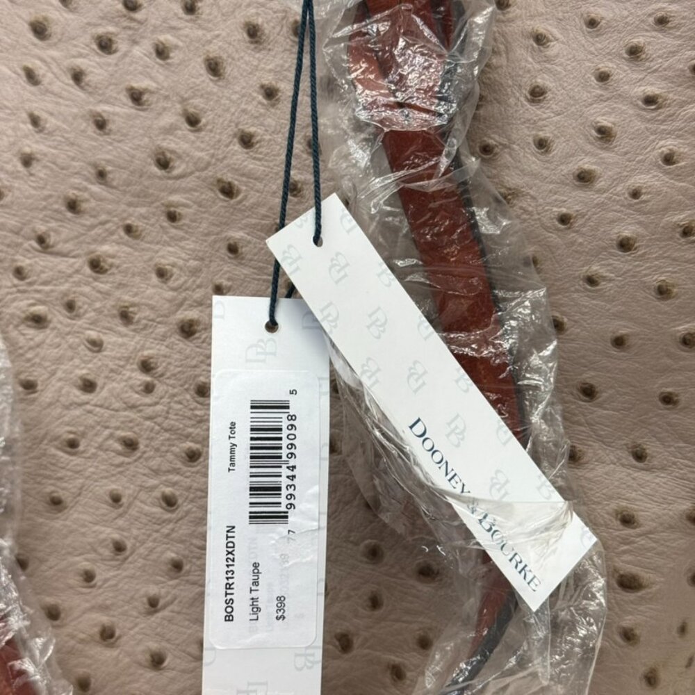 DOONEY & BOURKE - Tammy Tote Light Taupe Italian Leather Ostrich NEW $398 msrp - Picture 11 of 14